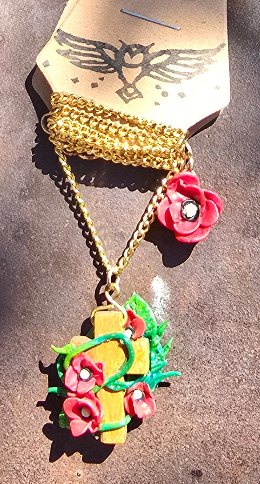 Rose Cross Necklace