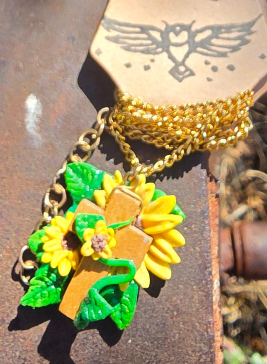 Sunflower Cross Necklace