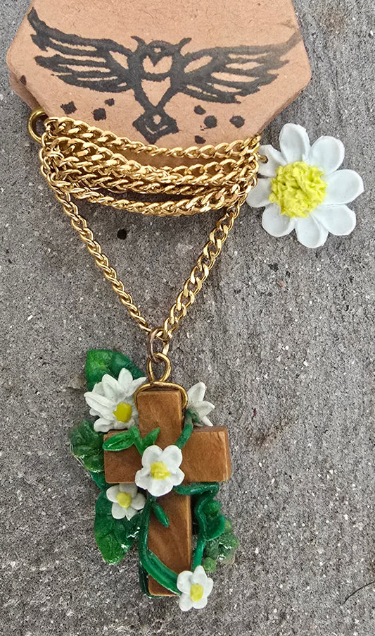 Daisy Cross Necklace
